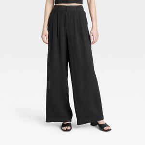 Women's High-Rise Wide Leg Pants - A New Day Black 12